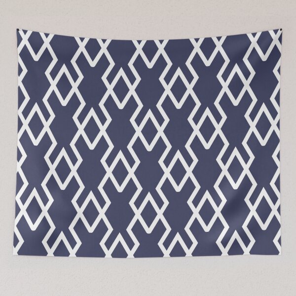 Artikelvorschau, Navy and White Tessellation Line Pattern 19 Pairs DE 2022 Trending Color Singing the Blues DET576 entworfen und verkauft von ColorOfTheYears.