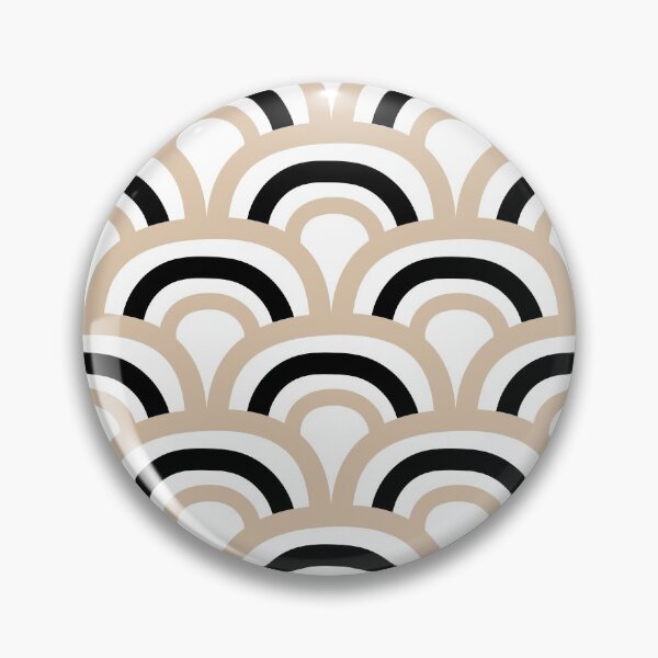 Artikelvorschau, Brown Black and White Scallop Stripe Pattern Pairs DE 2022 Trending Color Cliff's View DEC720 entworfen und verkauft von ColorOfTheYears.