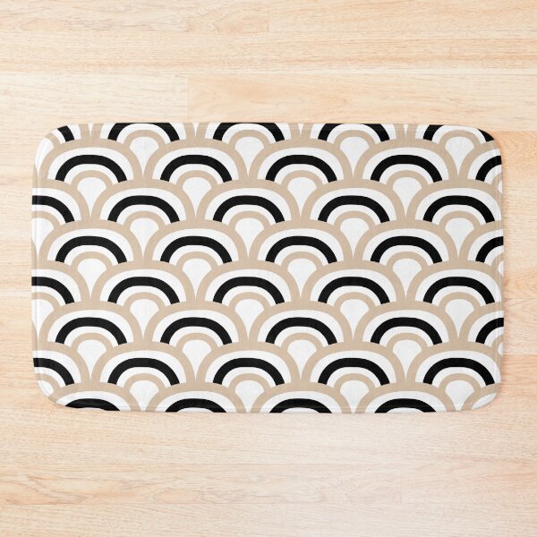 Artikelvorschau, Brown Black and White Scallop Stripe Pattern Pairs DE 2022 Trending Color Cliff's View DEC720 entworfen und verkauft von ColorOfTheYears.