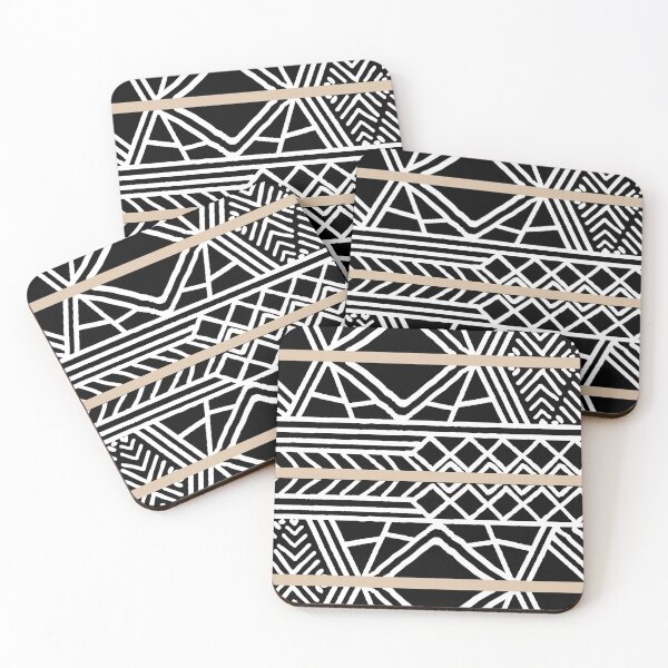 Item preview, Brown Black and White Mud Cloth Stripes Pattern Pairs DE 2022 Trending Color Cliff's View DEC720 designed and sold by ColorOfTheYears.