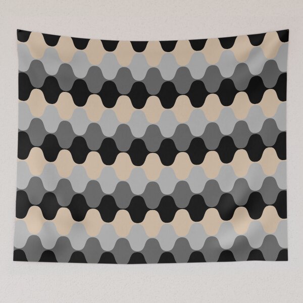 Aperçu de l'œuvre Brown Black and Gray Retro Wavy Stripe Pattern Pairs DE 2022 Trending Color Cliff's View DEC720 créée et vendue par ColorOfTheYears.