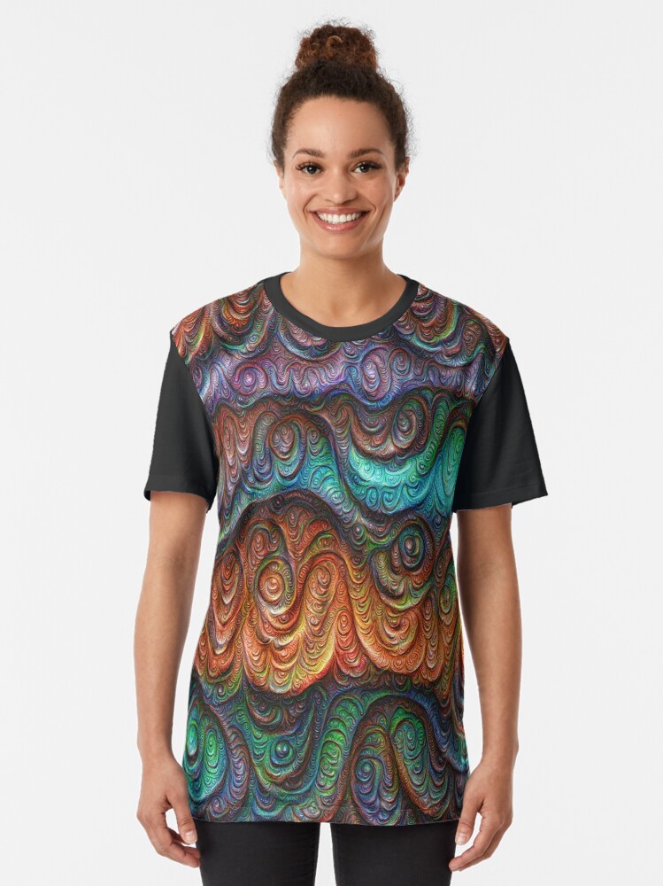 Alternate view of Frozen forest liquid lines and waves #DeepDream Graphic T-Shirt