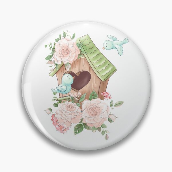 Item preview, Bird in birdhouse with delicate roses cute cartoon composition   designed and sold by rentcreature.