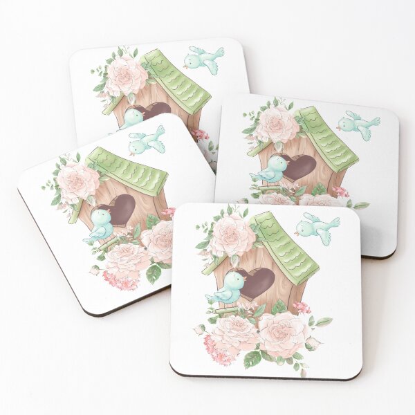 Item preview, Bird in birdhouse with delicate roses cute cartoon composition   designed and sold by rentcreature.