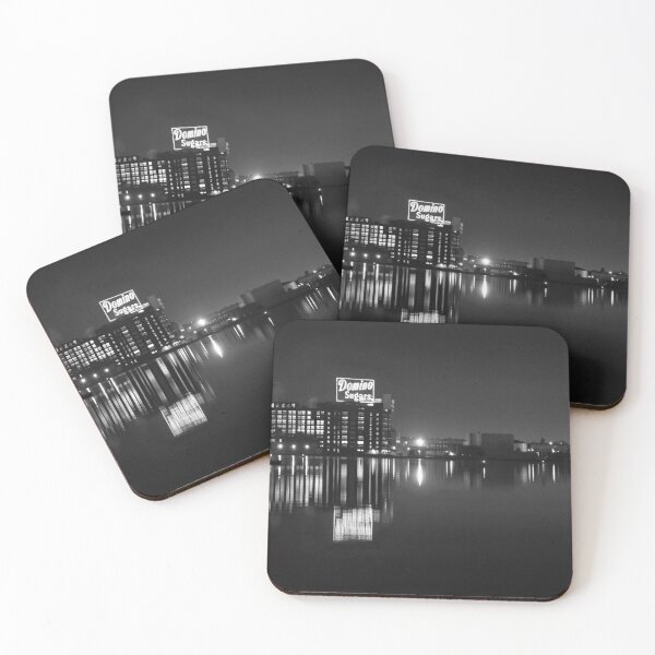 Item preview,  Sugar Glow B&W - The Domino Sugar Plant on the Inner Harbor in Baltimore, Maryland designed and sold by BeachBumPics.
