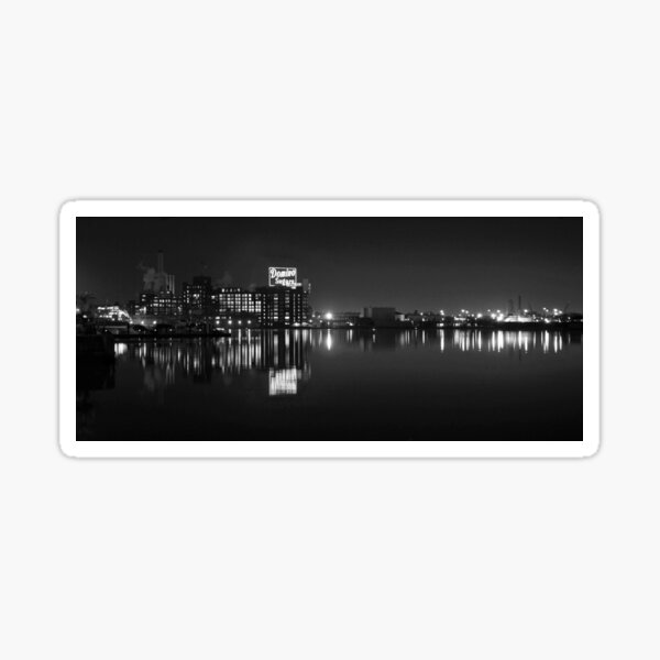 Item preview,  Sugar Glow B&W - The Domino Sugar Plant on the Inner Harbor in Baltimore, Maryland designed and sold by BeachBumPics.