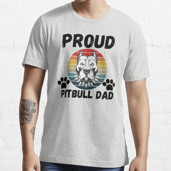 Funny Dog Pitbull I Love Dad Tattoo Shirt Father' Men's T-Shirt