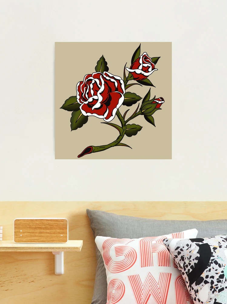 Red Rose Heart Rustic Wall Sticker Decal Art Bedroom Flower 