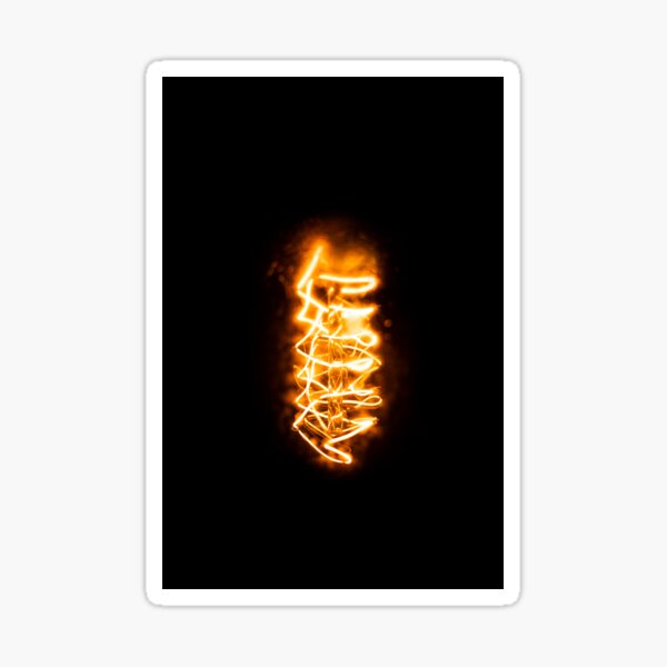 The electrical orange filament of a light bulb in a photo Sticker