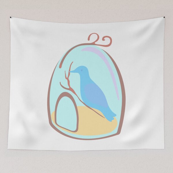 Item preview, Blue bird in a cage   designed and sold by rentcreature.