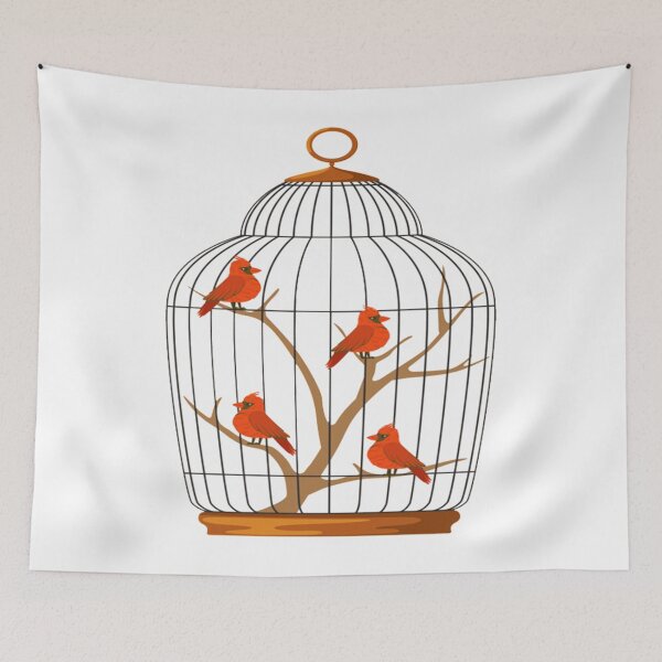 Item preview, Cute BIRD IN A CAGE, Bird Animals     designed and sold by rentcreature.