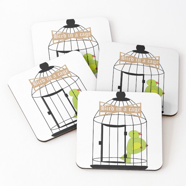 Item preview, Green bird in a cage   designed and sold by rentcreature.