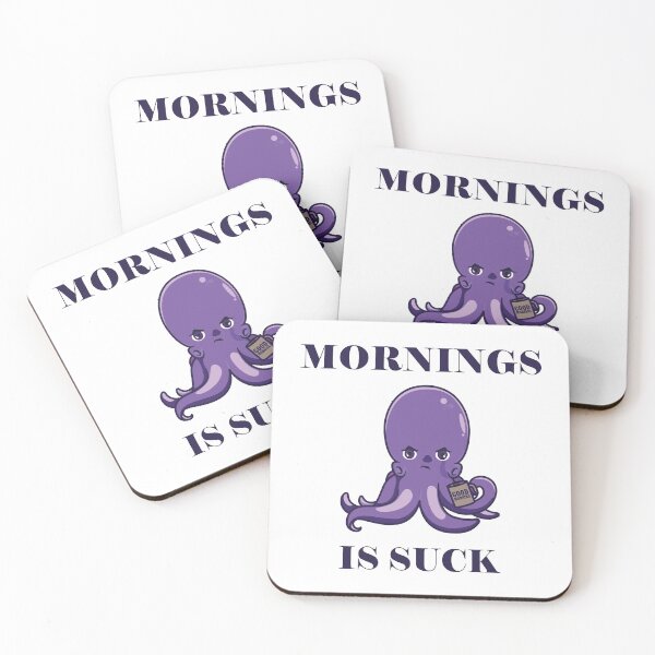 Item preview, Mornings Suck octopus drinking coffee designed and sold by mountassirmahdi.