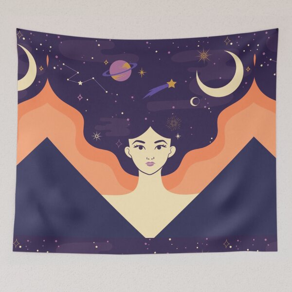 Item preview, Woman of planets, world,sky, the galaxy, moon, Gemini, Taurus, Sagittarius  designed and sold by RashidaHanaart.