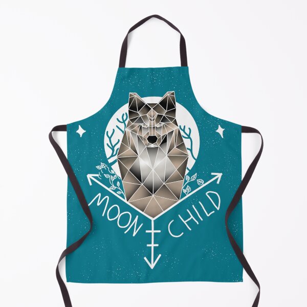 Item preview, Moon Child Geometric Wolf and Moon blue background designed and sold by DemonicGloom.