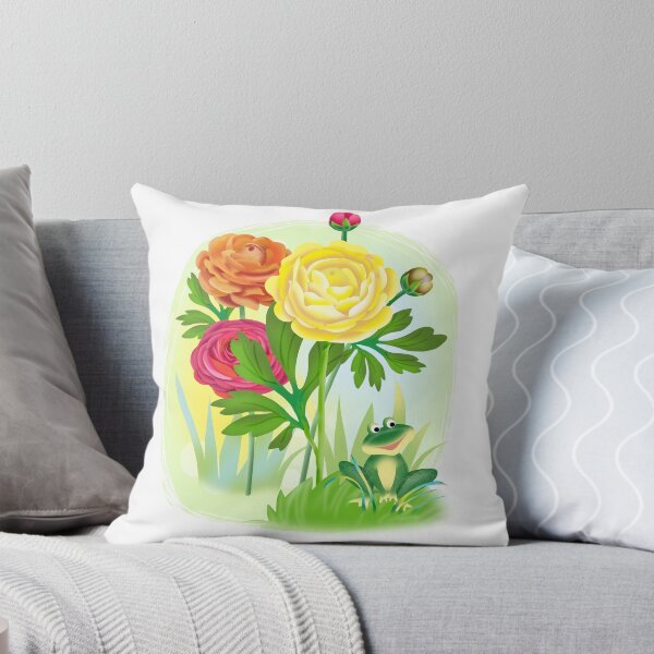 Item preview, fresh raunculus of different colors and frog designed and sold by sonaadalian.