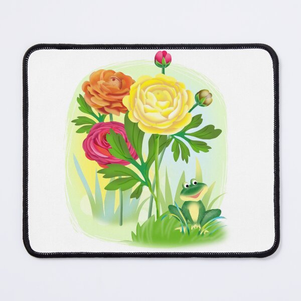 Item preview, fresh raunculus of different colors and frog designed and sold by sonaadalian.