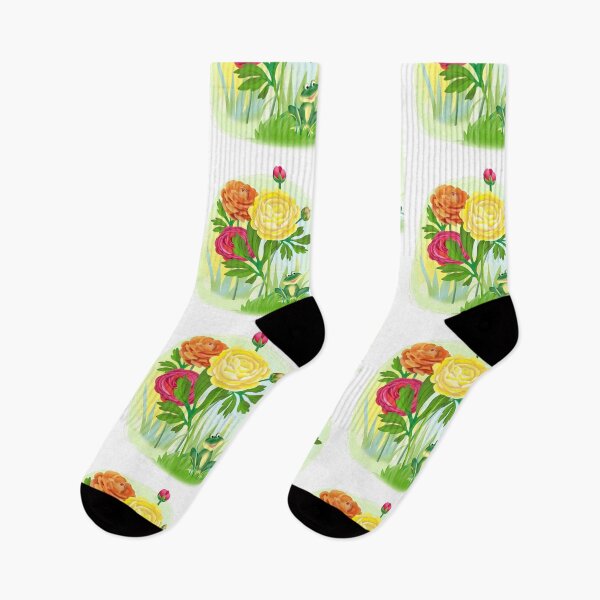 Item preview, fresh raunculus of different colors and frog designed and sold by sonaadalian.