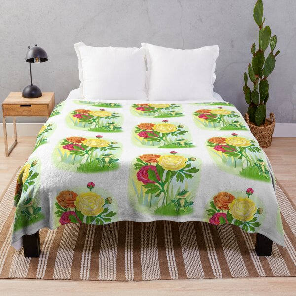 Item preview, fresh raunculus of different colors and frog designed and sold by sonaadalian.