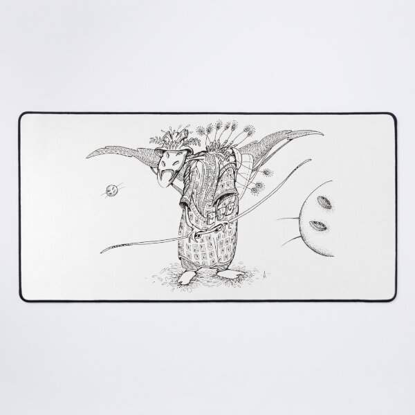Hunter (2021), warrior, abstract, fantasy, black, white Desk Mat
