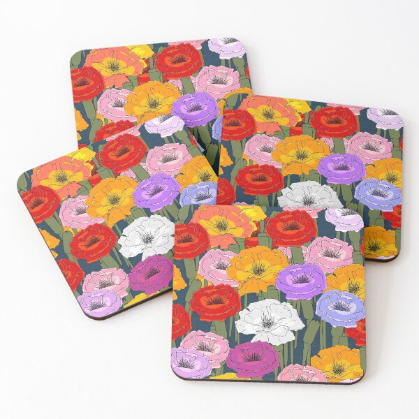 Item preview, Woodblock Poppies Multi Color  designed and sold by jayhutch.