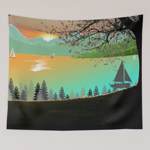 Item preview, Sailing Life Lake Sunset Scenery designed and sold by my-green-gecko.