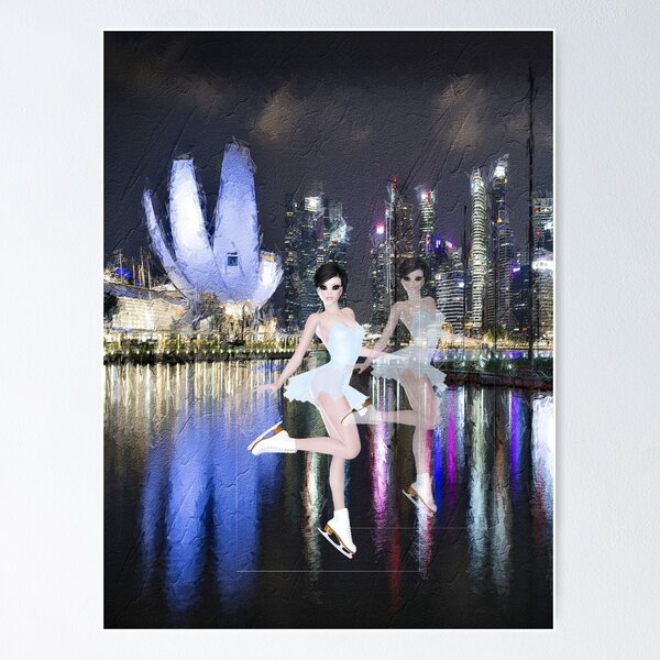Item preview, Abstract ice skater at night designed and sold by Areashor.