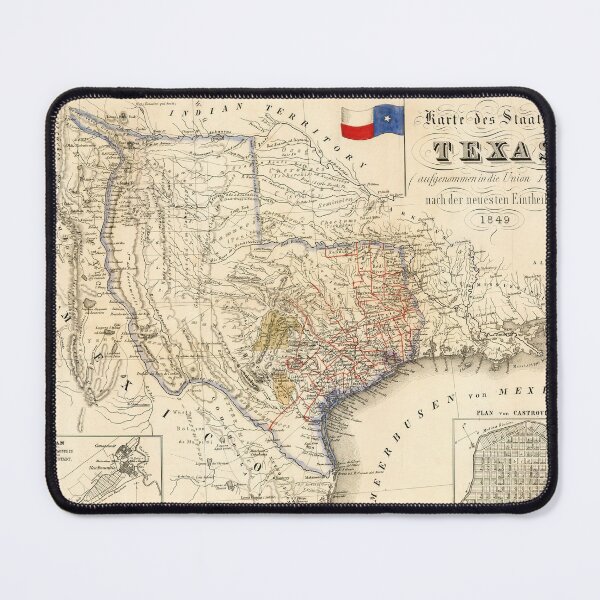 Item preview, Texas State Map, 1849 by Baedeker designed and sold by nextstepdesigns.