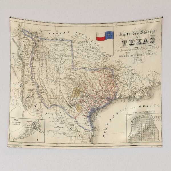 Item preview, Texas State Map, 1849 by Baedeker designed and sold by nextstepdesigns.
