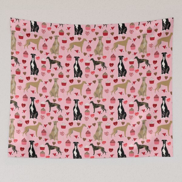 Item preview, Greyhound valentines day cupcakes and hearts pet portrait custom dog person gifts greyhounds designed and sold by PetFriendly.