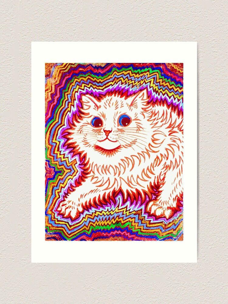 FLOWERED CAT : Vintage Psychedelic Abstract Louis Wain Print Art Board  Print for Sale by posterbobs