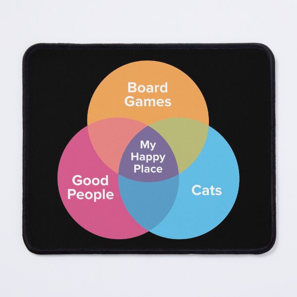 Item preview, Board Games Happy Place Venn Diagram - Cat Lover designed and sold by DiceintheDark.