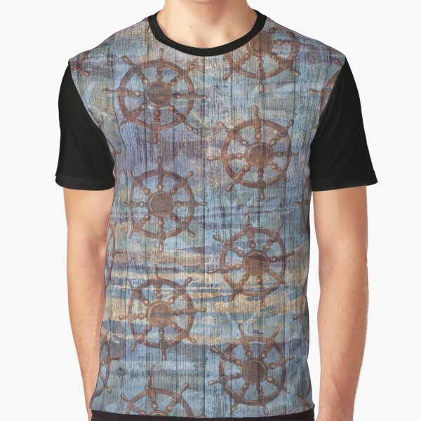 Item preview, Nautical Ship Wheels Blue Wood Texture designed and sold by ChicoryJunction.