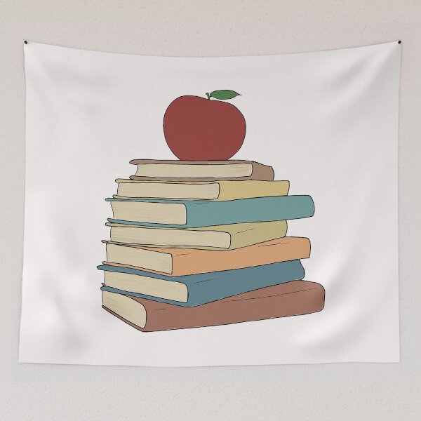 Item preview, Apple on Book Stack - Red Apple & Books - Stack of Books with Apple designed and sold by Mrs-PenLine.