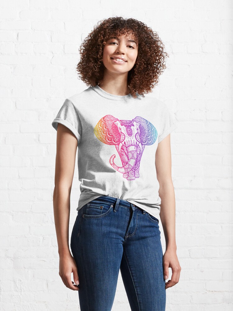 Alternate view of Colorful Rainbow Elephant Classic T-Shirt