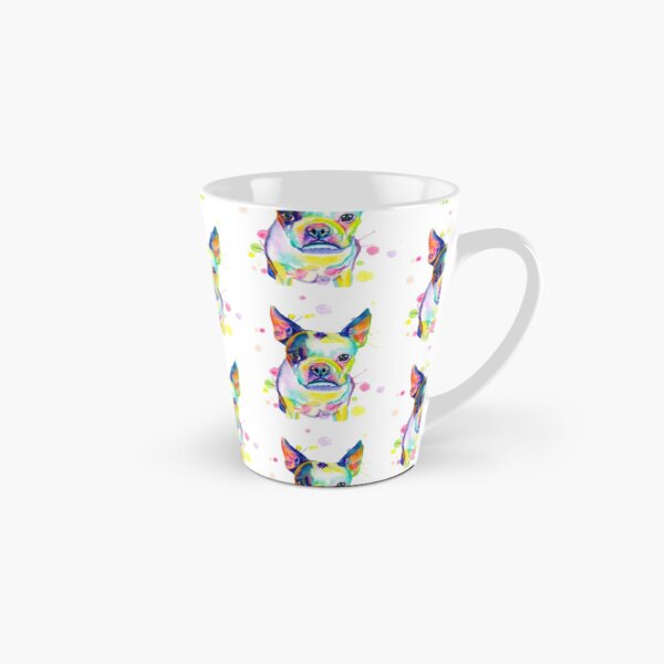 Whimsical Splashy Rainbow Boston Terrier Tall Mug
