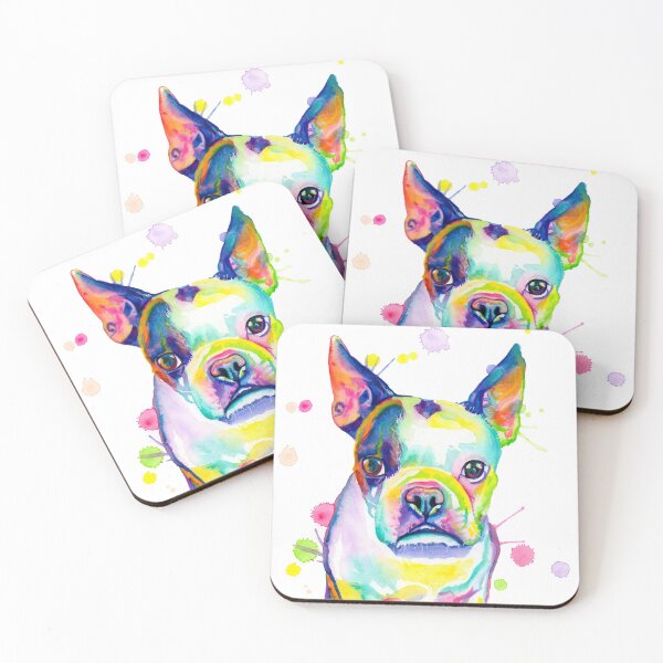 Item preview, Whimsical Splashy Rainbow Boston Terrier designed and sold by CariJohnstonArt.