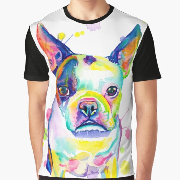 Item preview, Whimsical Splashy Rainbow Boston Terrier designed and sold by CariJohnstonArt.