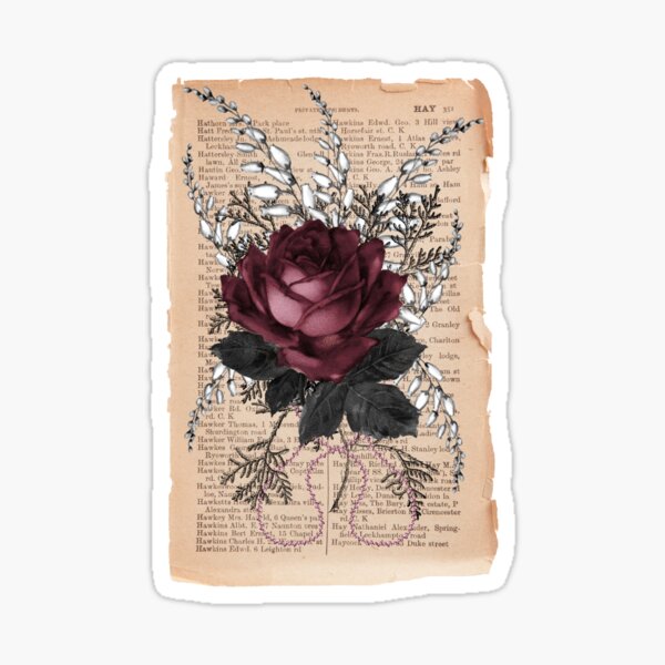 "Gothic Literature Roses are Red Vintage Botanical Book Page" Sticker for Sale by SugarMeetSpice