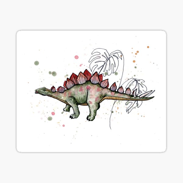 Boho Watercolor Stegosaurus Dinosaur Sticker