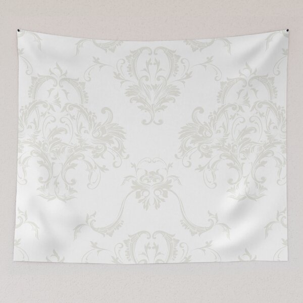 Item preview, Chiffon and White Damask Scroll Baroque Pattern Pairs DE 2022 Trending Color Almond Milk DEHW01 designed and sold by ColorOfTheYears.