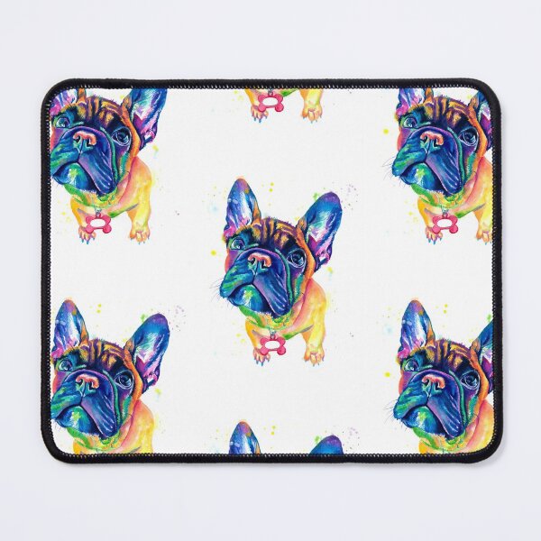 Miniature French Bulldog Colourful Portrait Painting Mouse Pad