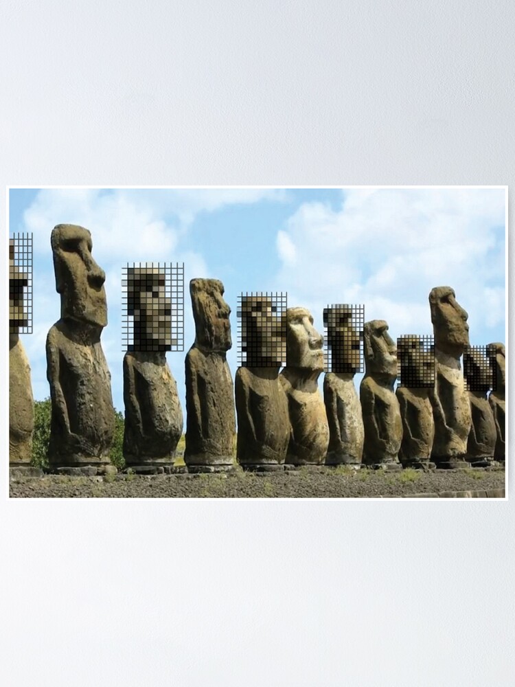 Thumbnail 1 of 3, Poster, Easter Island Pixels designed and sold by BullishGraphics.