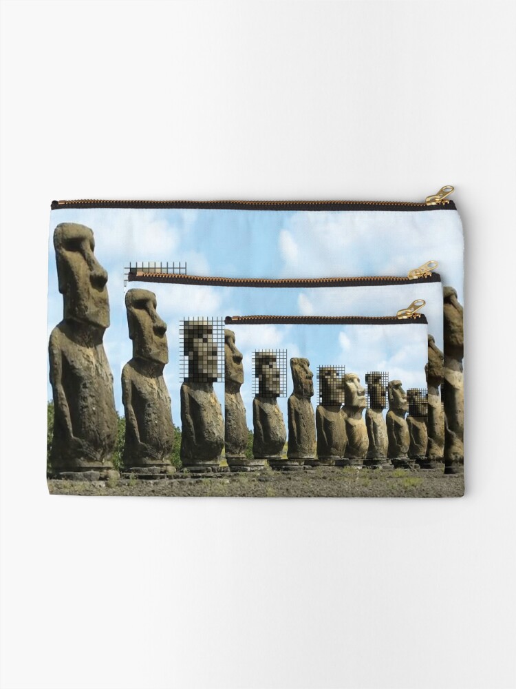 Thumbnail 2 of 4, Zipper Pouch, Easter Island Pixels designed and sold by BullishGraphics.