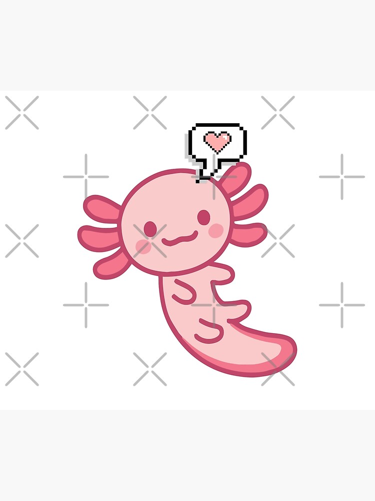 Love Heart Axolotl Funny Memes Pink Chibi Kawai Axolotl Tapestry