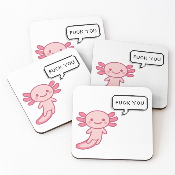 Item preview, Fuck you - Axolotl funny memes - Pink chibi kawai Axolotl designed and sold by Zeeprint ★★★★★.