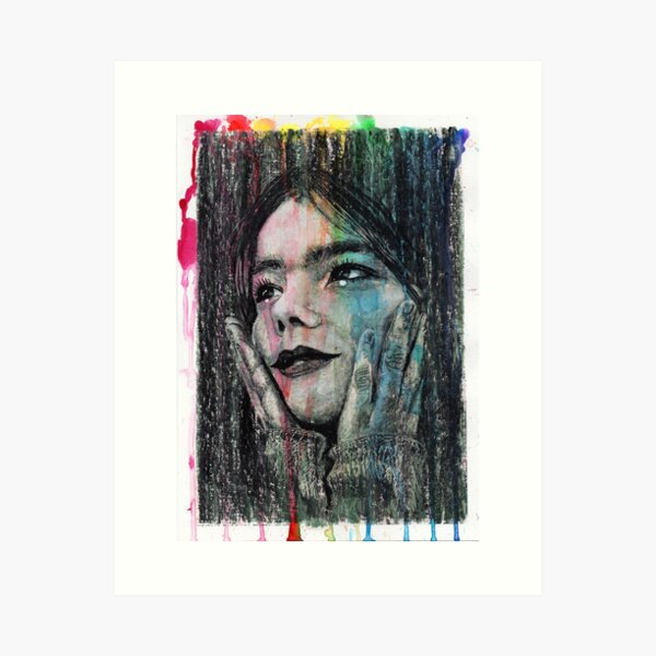 Björk - Hand Drawn Oil and Ink Portrait Art Print