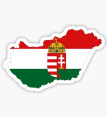 Hungary Flag Map with Coat of Arms Sticker