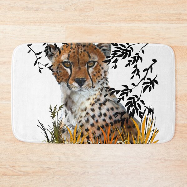 Item preview, Beautiful Cheetah | Green and Orange Foliage | Jungle |  White designed and sold by BoastInArt.