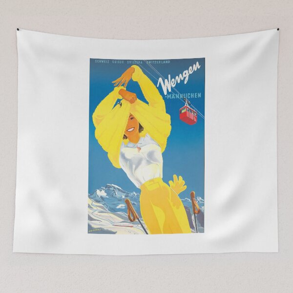 Item preview, 1945 SWITZERLAND Wengen Ski Travel Poster designed and sold by retrographics.